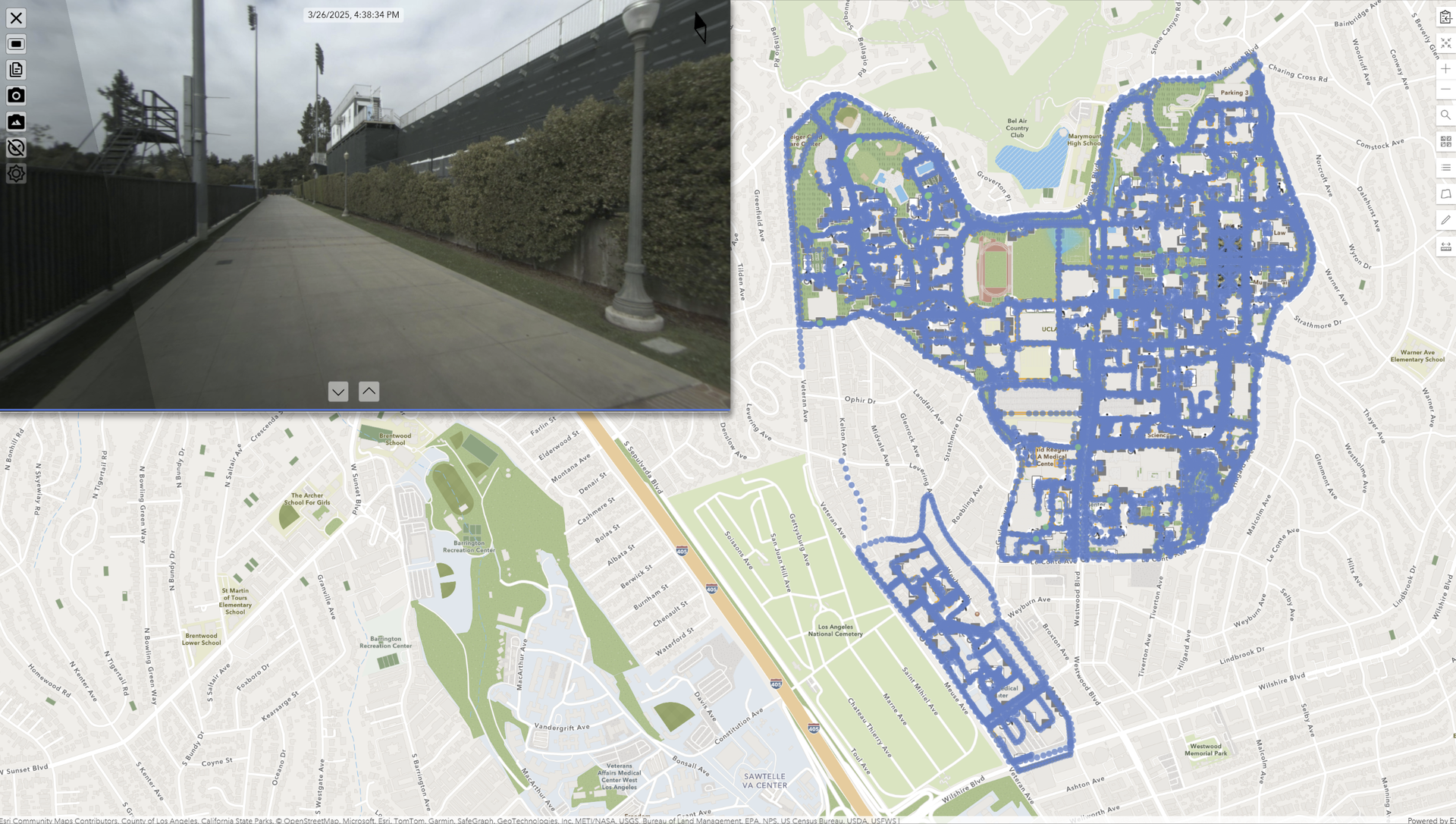 UCLA campus 360 street-level viewer linked to the campus map